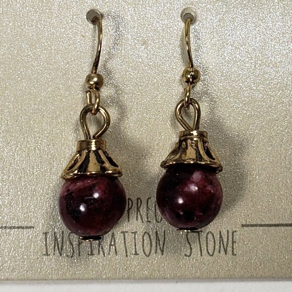 Set of 3 Gold-tone Crystal, Butterfly Studs Earrings & Purple Teardrop Earrings - Picture 5 of 7